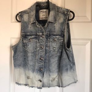 Silver Jeans denim frayed vest size large